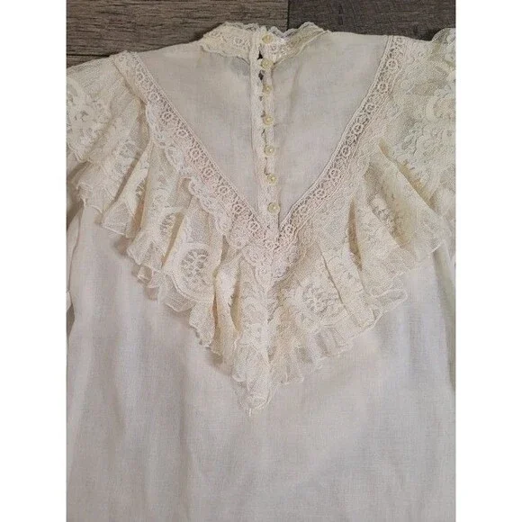 Gunne Sax Jessica’s Gunnies 1970s Vintage Victorian Style Ruffles & Lace Blouse - Picture 9 of 11